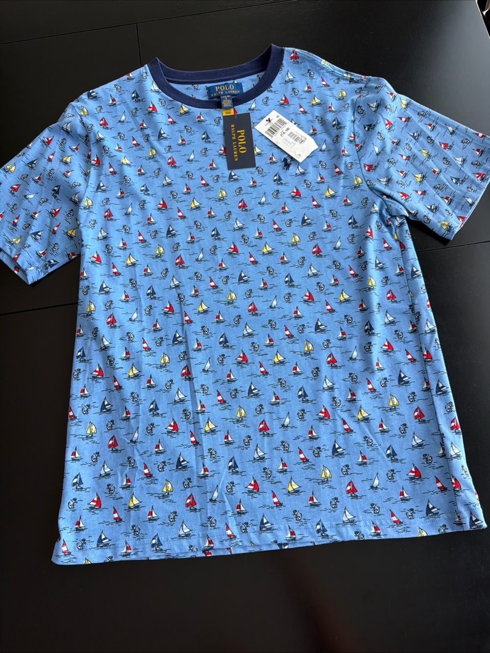 Polo Ralph Lauren Light Blue Sailboat Print Tee NWT Crew neck